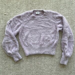 Aritzia Sunday Best Lilac Fuzzy Cropped crewneck Sweater